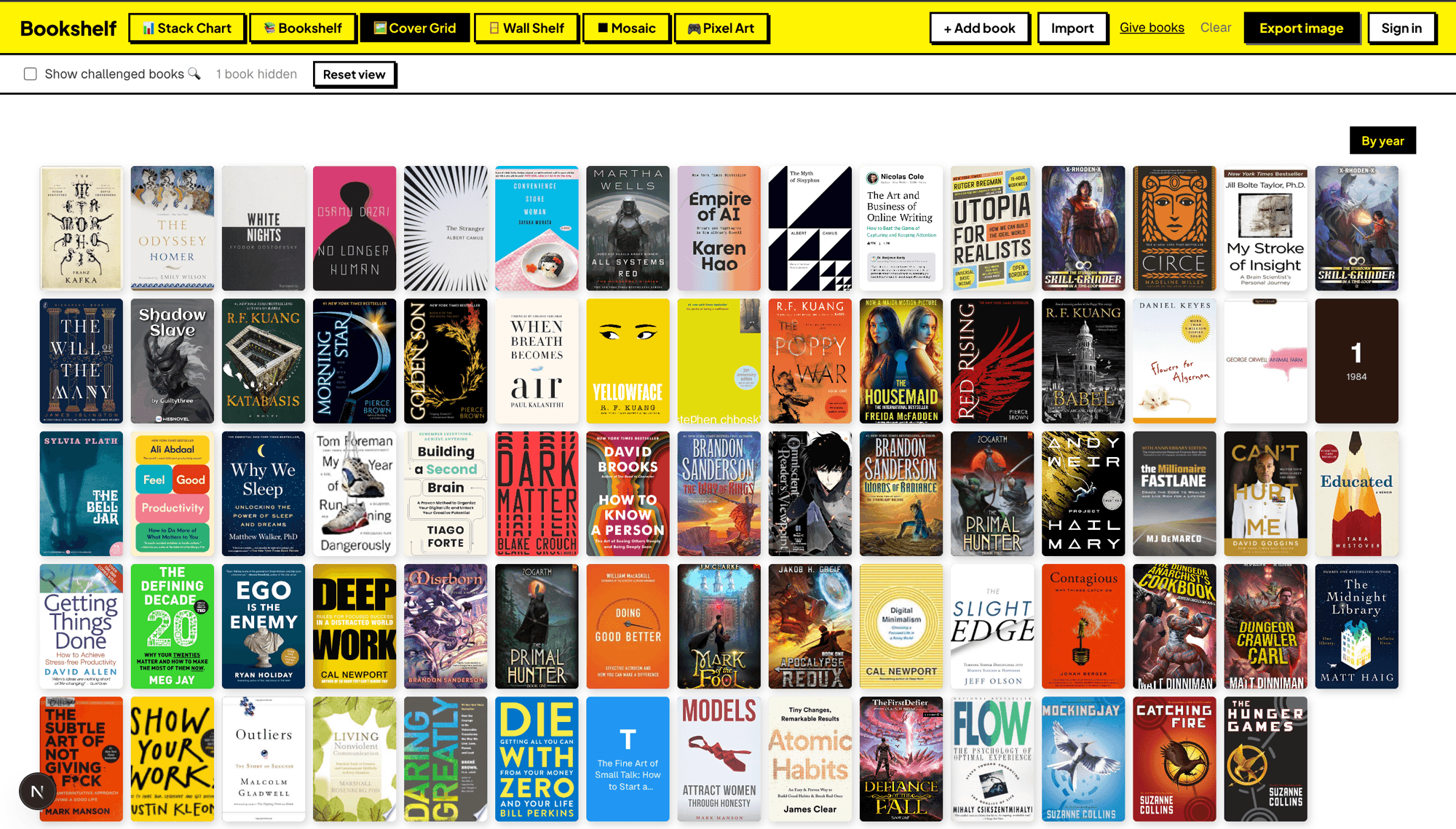 Bookshelf — book cover grid visualization